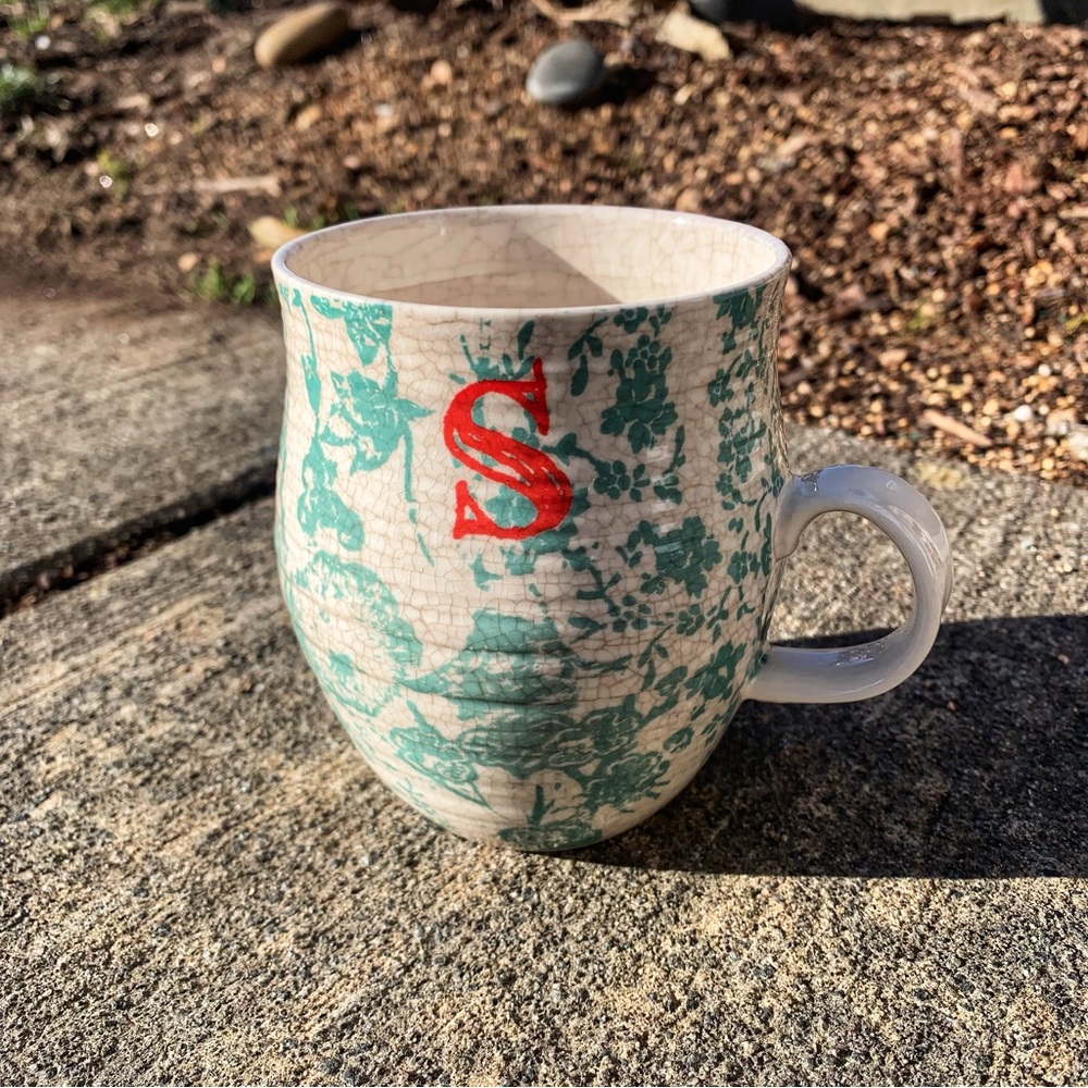 Anthropologie Monogram Initial Coffee Mug
